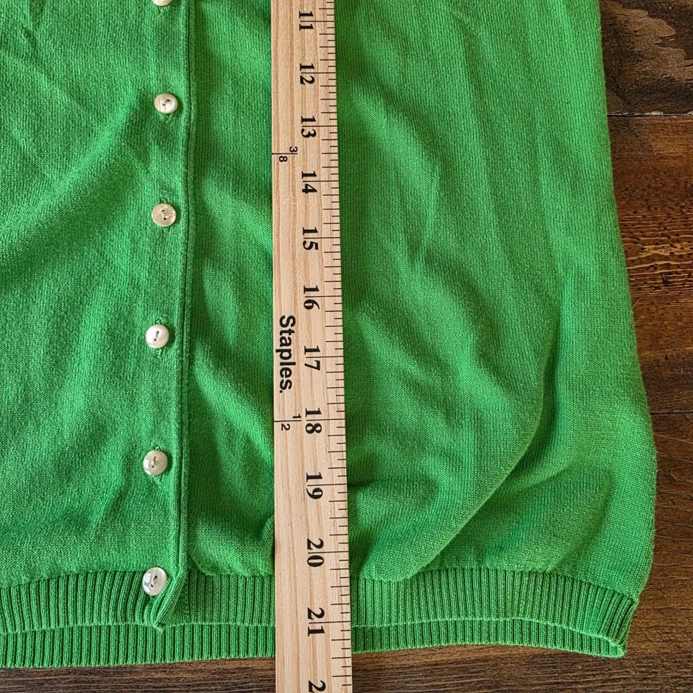 Liz Claiborne Small Cardigan Sweater Green  Button‎ Long Sleeve Cotton preppy